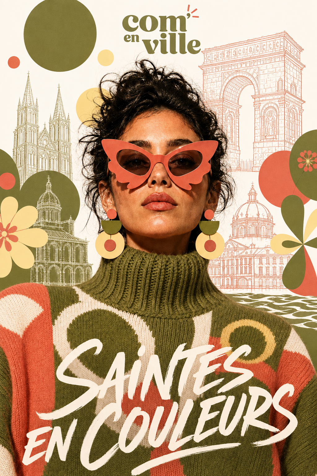 Affiche Saintes en couleurs créée par Com' en Ville