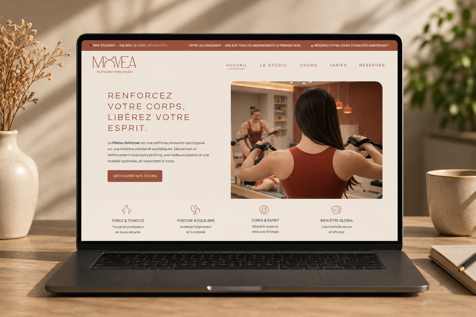 Site de Pilates Reformer MOOVEA Studio à Royan