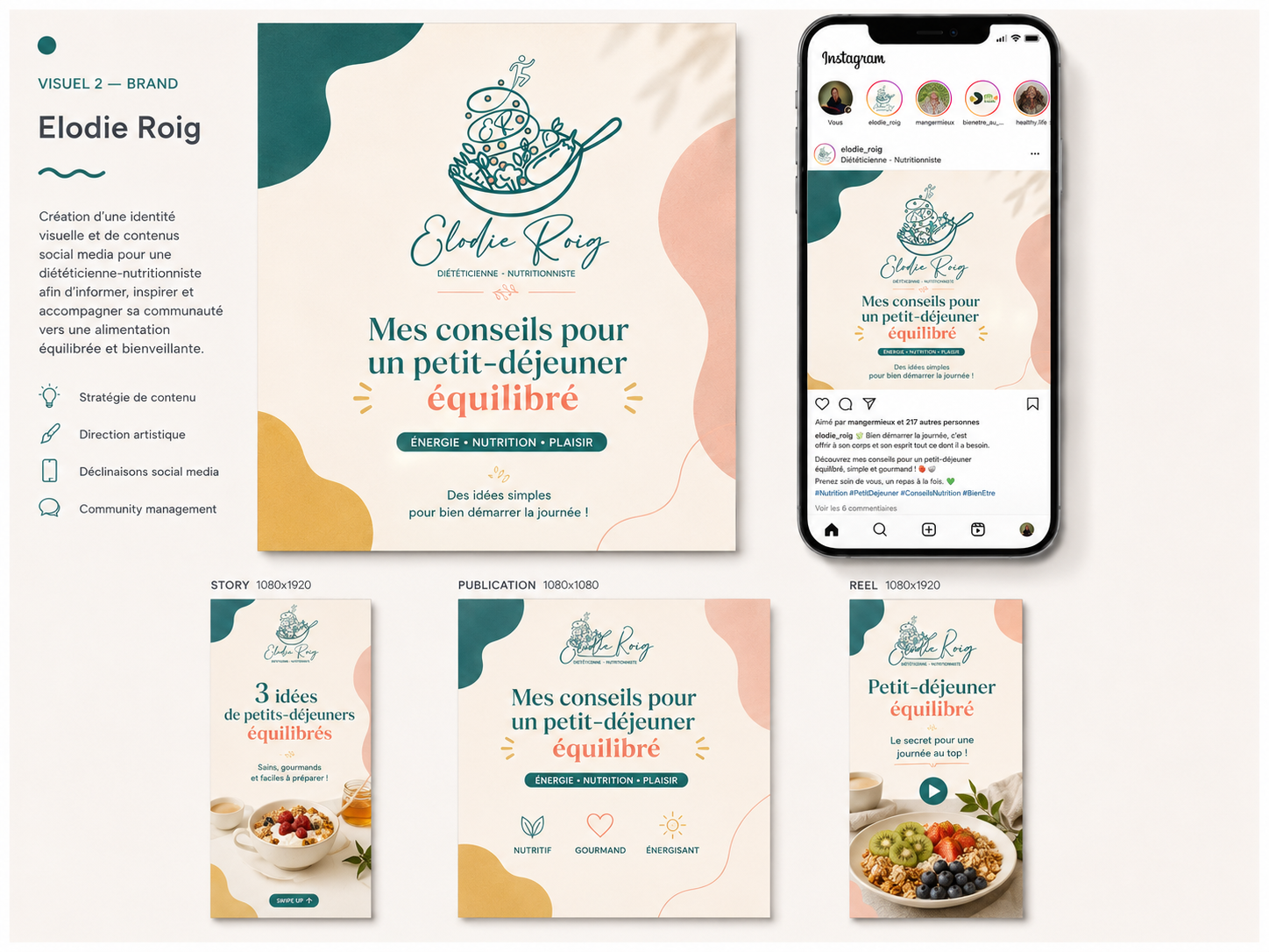 Réalisation réseaux sociaux pour Élodie Roig diététicienne