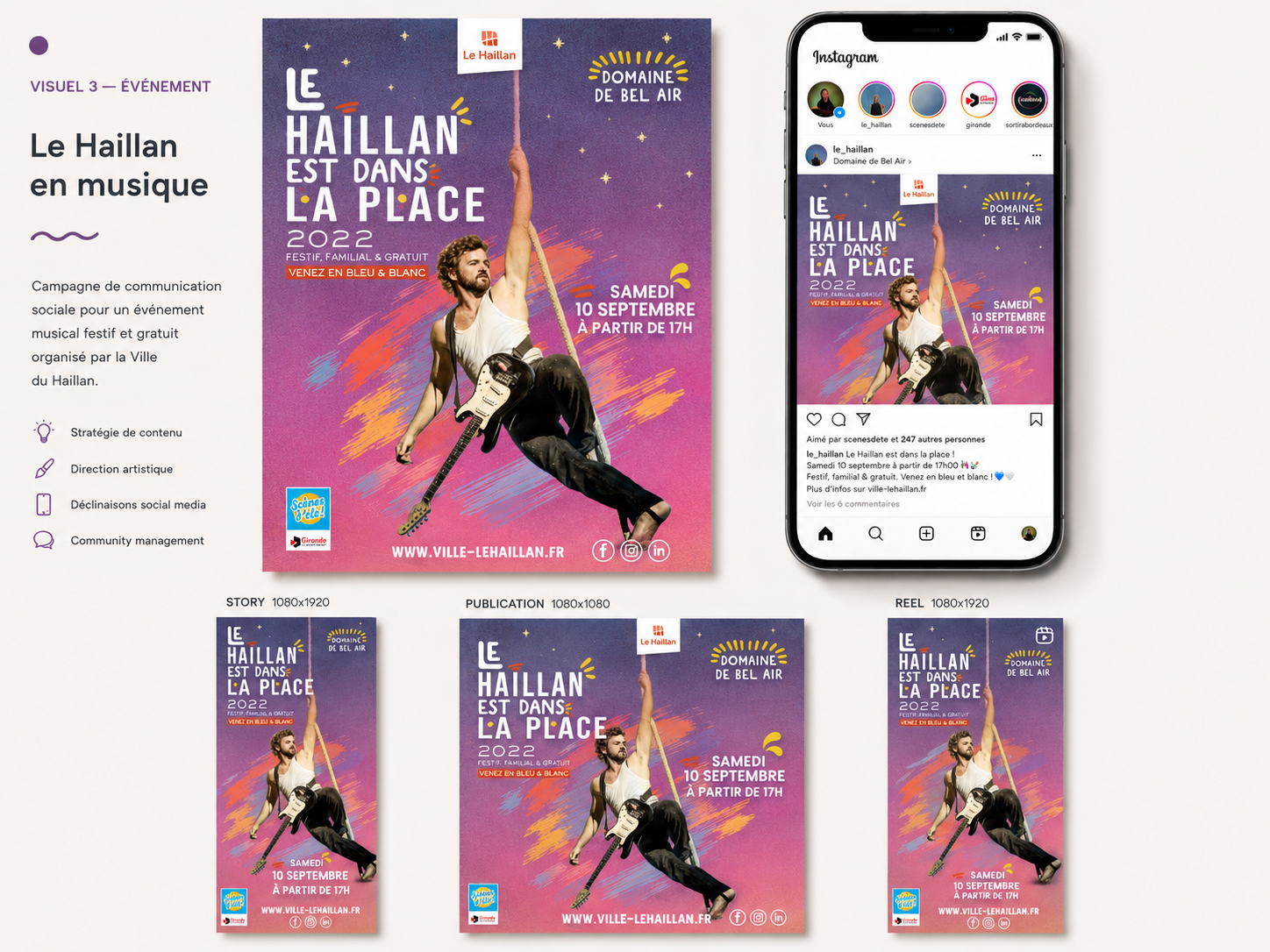 Réalisation réseaux sociaux pour Le Haillan en musique pour l'été