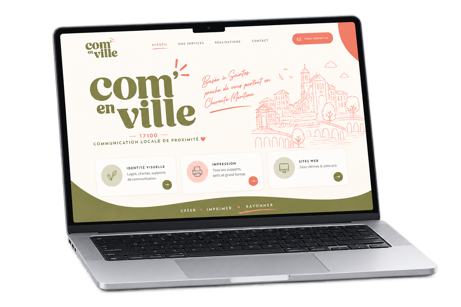 Exemple de site vitrine professionnel créé par Com' en Ville